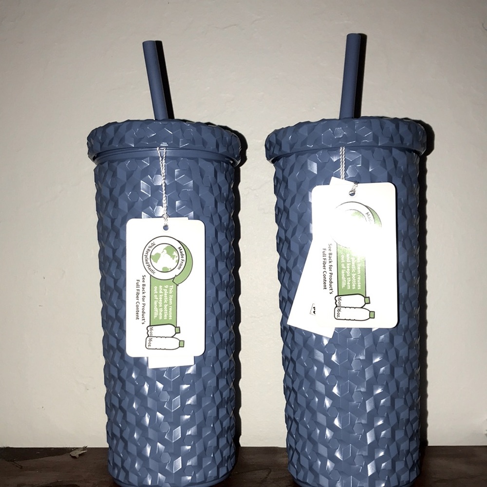 Set of 2 Mainstays 24-Ounce Eco-Friendly Textured Tumblers! Brand New With Tags